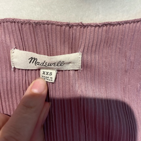 Madewell Texture And Thread Micropleat Top short sleeve Sz XXS Light Dusty Pink - Picture 10 of 13
